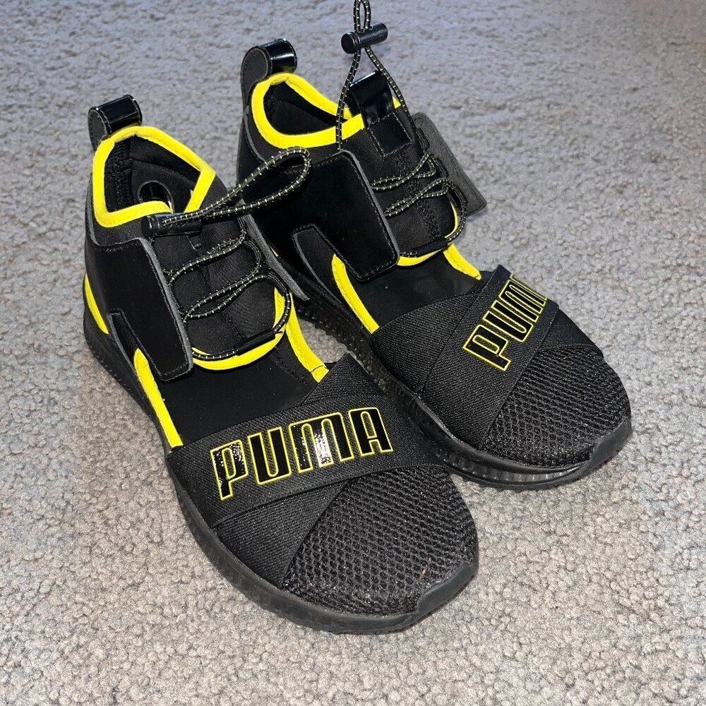PUMA X FENTY RIHANNA AVID CUT-OUT SNEAKERS - BLACK & LIME PUNCH NWOT WOMEN'S 7.5